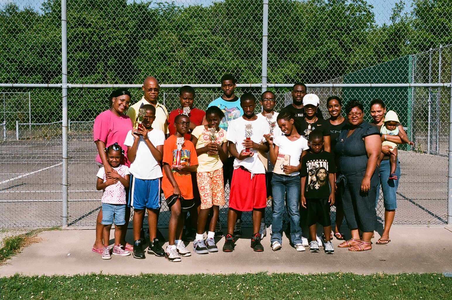 Tennis class group photo with family